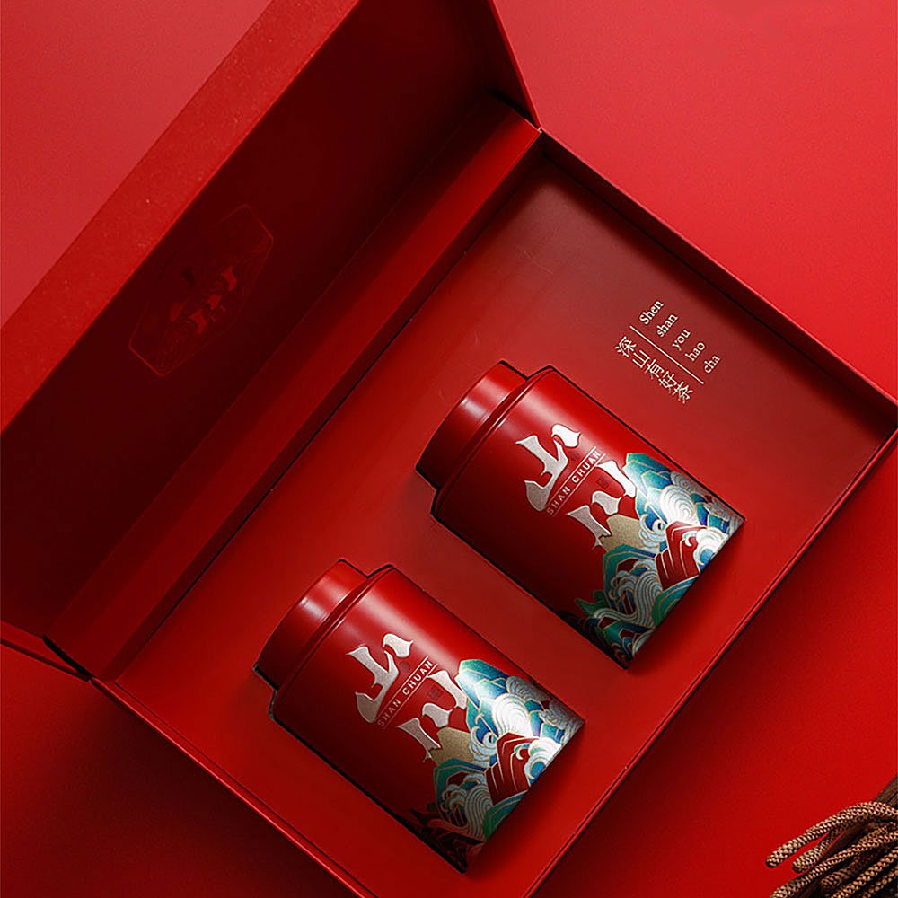 山川红色双罐礼品盒