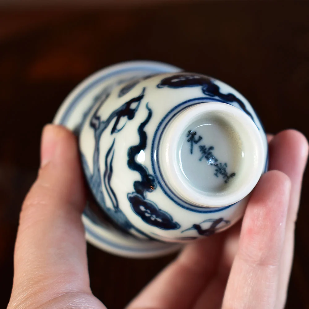 Hand painted Yuan Blue-and-white Dragon Tea Cup