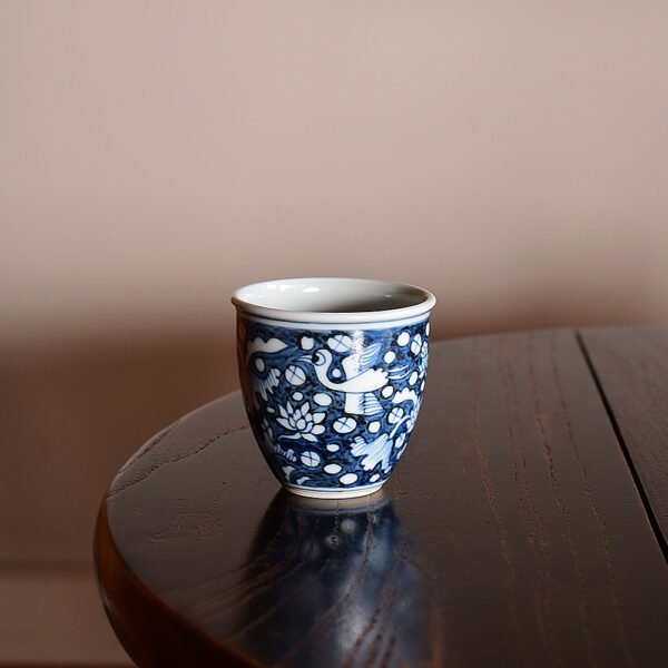 Hand painted Yuan Style Heron and Lotus Tea Cup