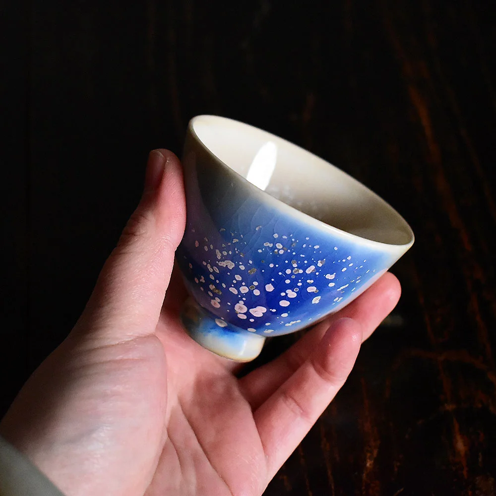 Handmade Heart-shaped Kiln Altered Blue Tea Cup New