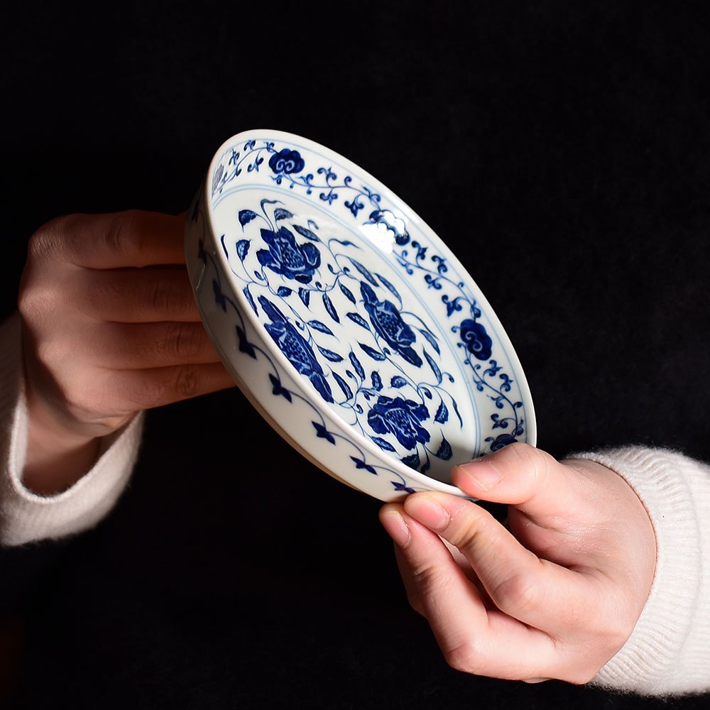 Hand Painted Camellia Ruyi Pattern Tea Tray