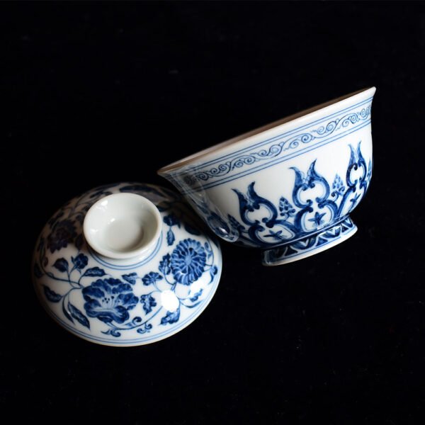 Hand Painted Twin Lotus Gaiwan - Short