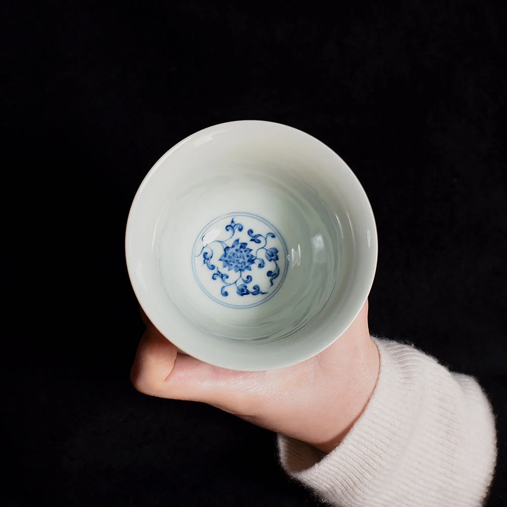 Hand Painted Twin Lotus Gaiwan - Tall