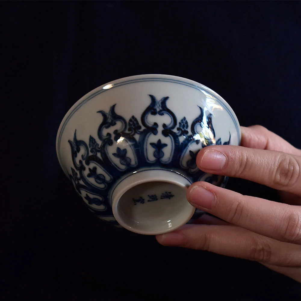 Hand Painted Twin Lotus Tea Cup