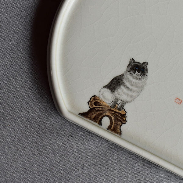 Hand Painted Ruyao Cute Kitty Tea Tray