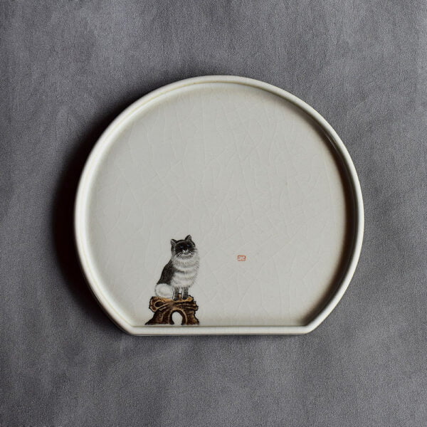 Hand Painted Ruyao Cute Kitty Tea Tray