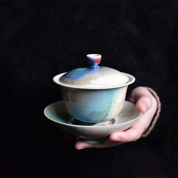 Kiln-Transformed Aurora Blue San Cai Gaiwan