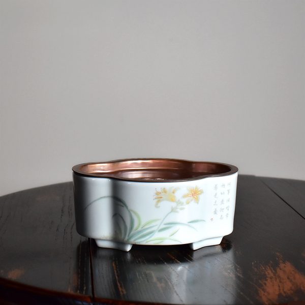 Copper-Lined Hand-Painted Daylily Tea Tray