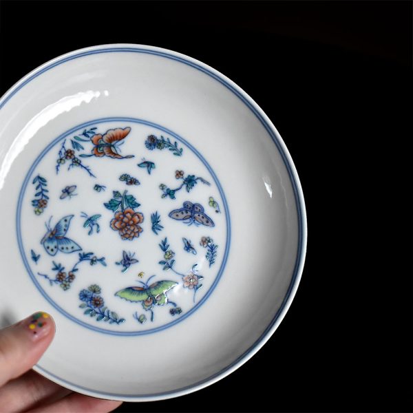 Doucai Butterflies and Flowers Tea Tray